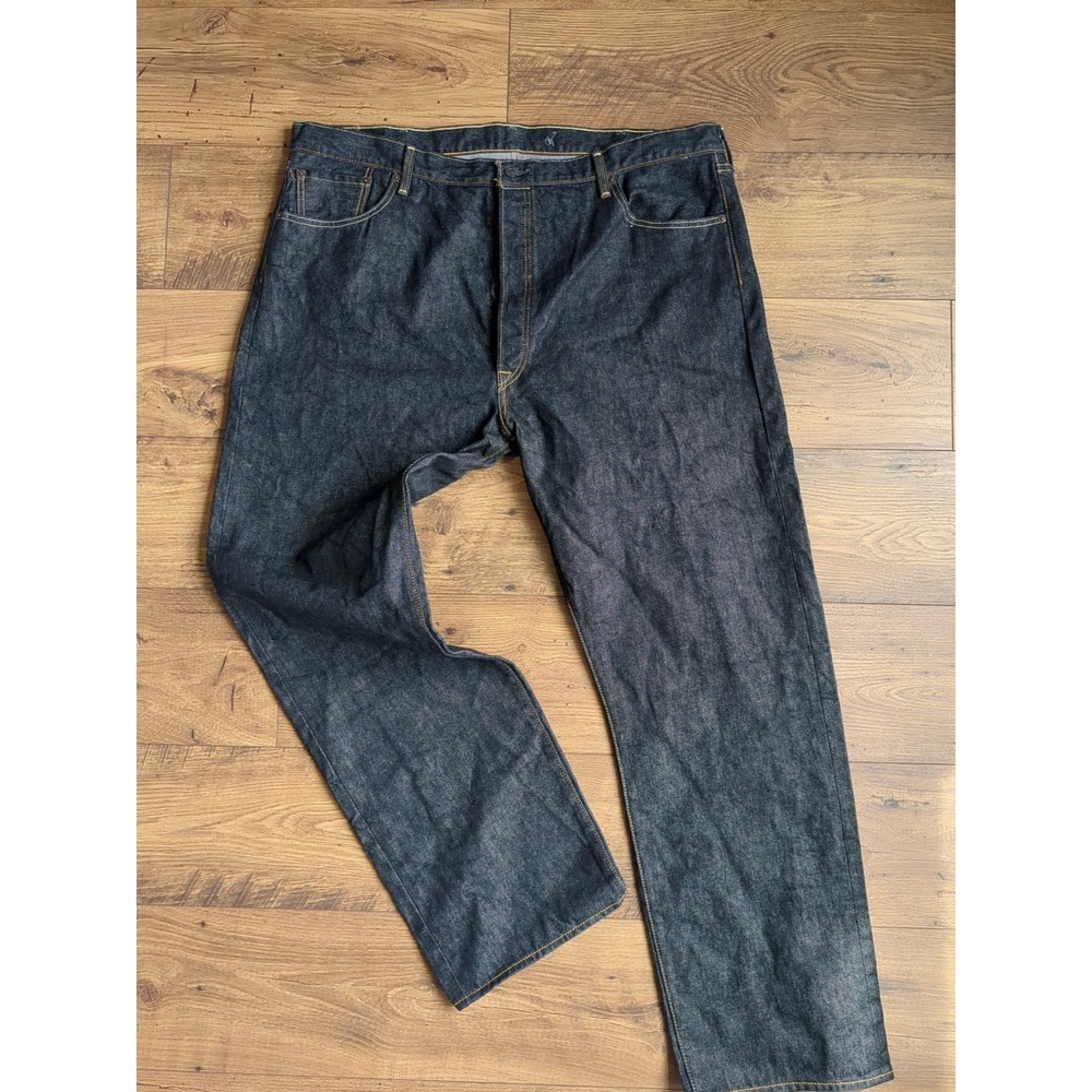 Levis 501 Mens Sz 46x34(Measures 42x33)  Black‎ Raw Denim Cotton Button Fly High